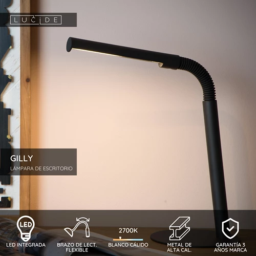 Lucide GILLY - Lámpara de escritorio - LED - 1x5W 2700K - Negro - USP